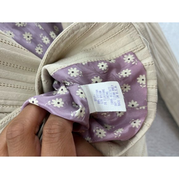 Nanette Lepore Womens Blazer Beige Stripe Long Sleeve Ruffle Pockets Stretch 6 - Picture 9 of 10